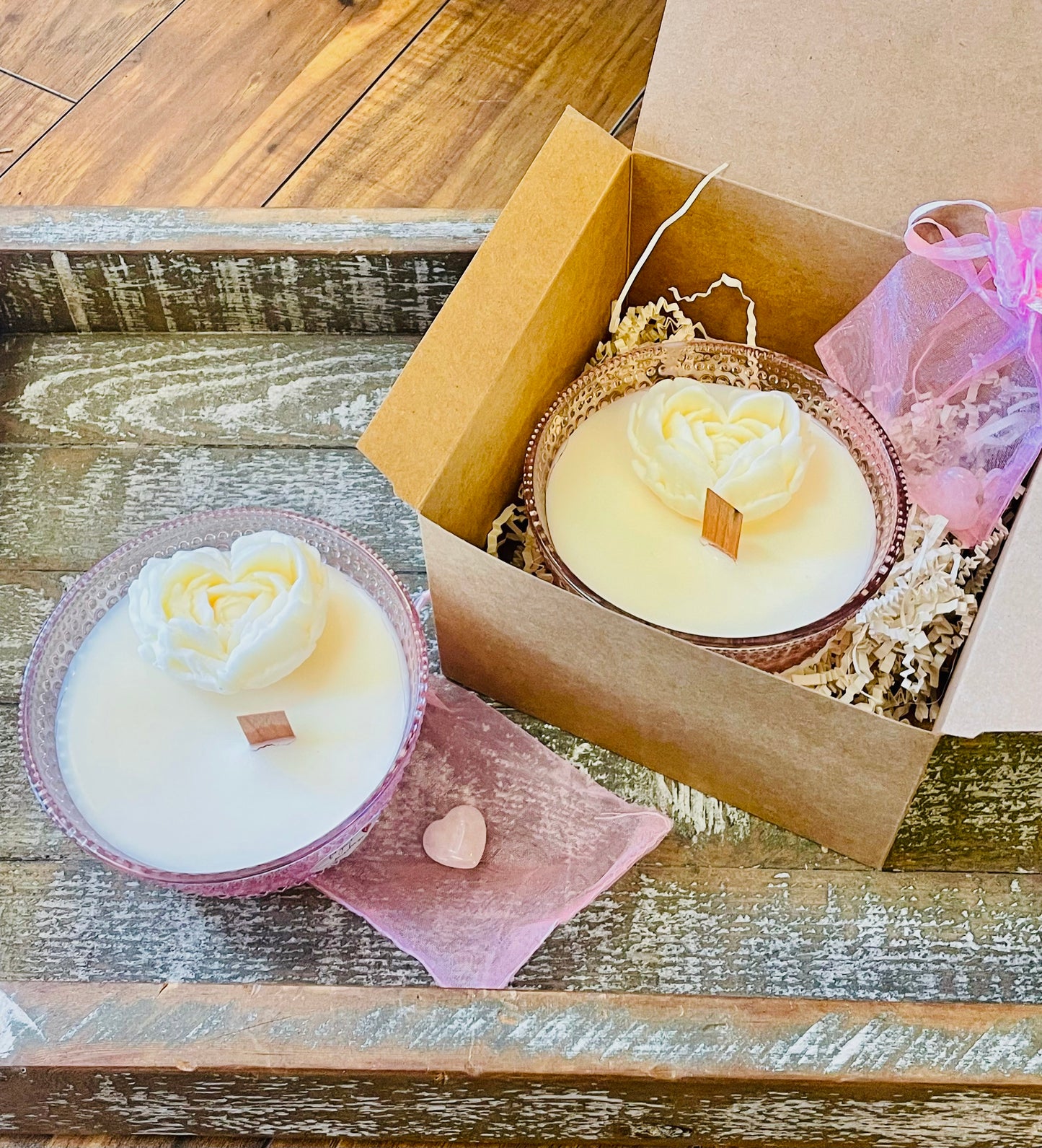 Valentines glass bowl candle.