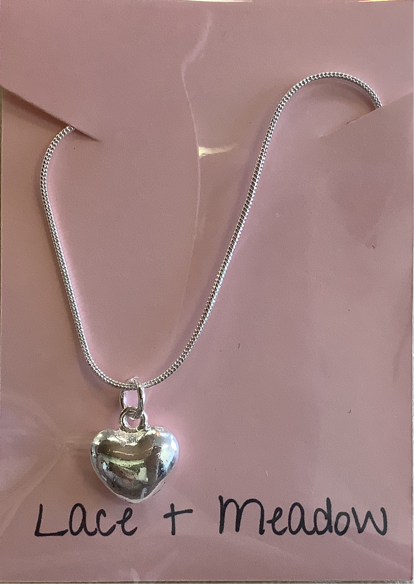 Lace & Meadow Silver Bubble Heart Necklace