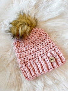 Gingersnaps Crochet - Pink Pom Toque