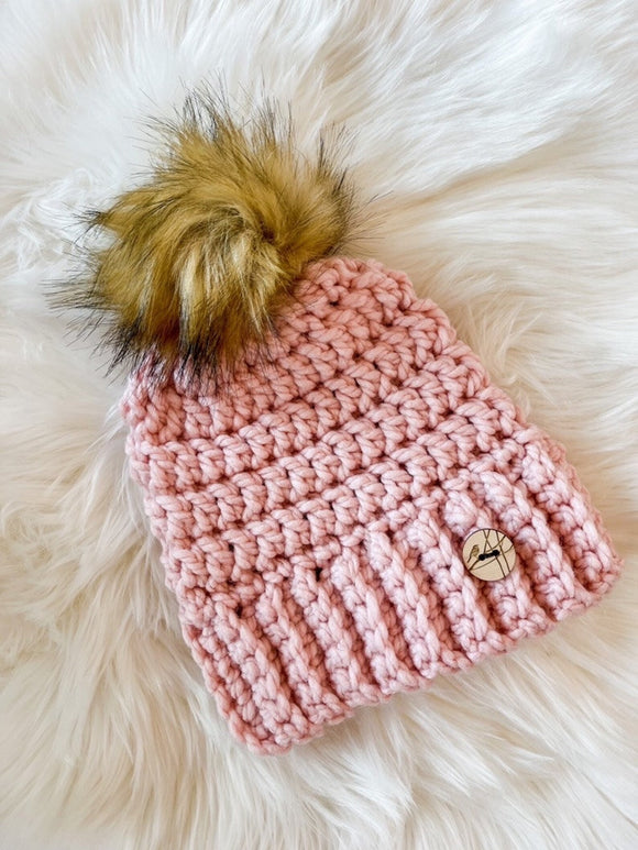 Gingersnaps Crochet - Pink Pom Toque