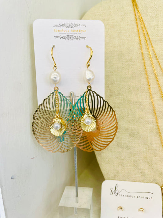 Standout Boutique - 14k Gold Plated Seashell Dangling Earring