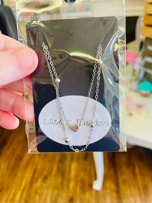 Lace & Meadow~ heart double anklet