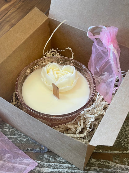 Valentines glass bowl candle.