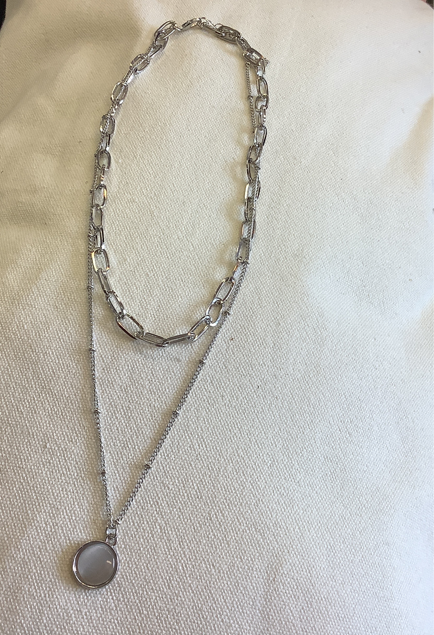 Lace & Meadow Double Silver Necklace with pendant