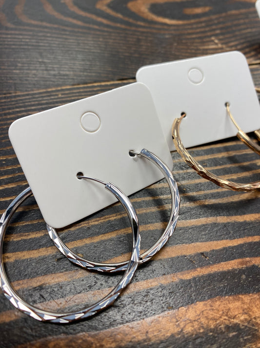 Lace & Meadow-Earrings Big Textured Hoops