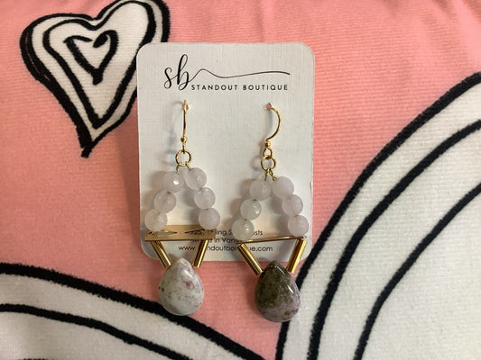 Standout Boutique - Rose Quartz Ocean Jasper Earrings