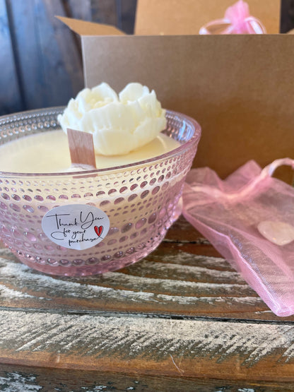 Valentines glass bowl candle.