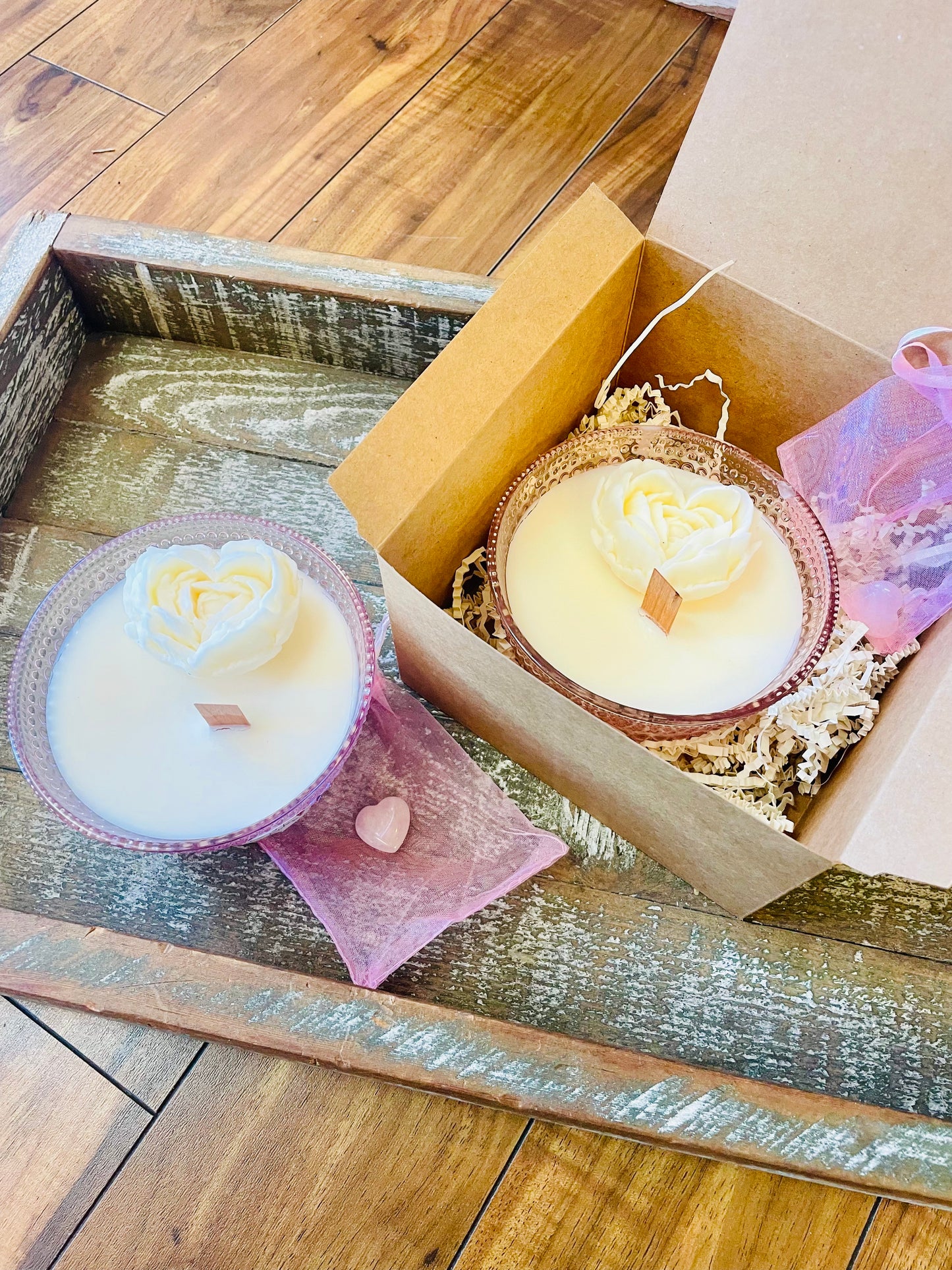 Valentines glass bowl candle.