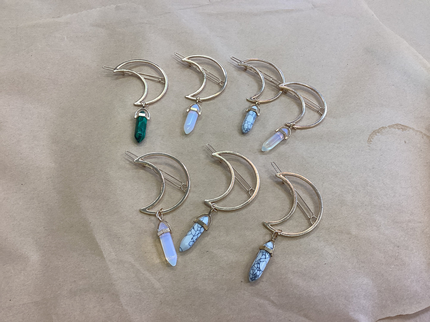 Moon hair clip with Crystal