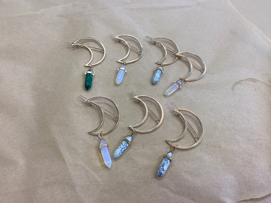 Moon hair clip with Crystal