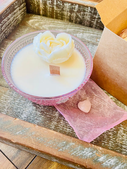 Valentines glass bowl candle.