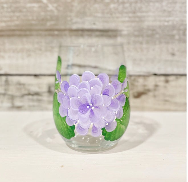 CC Crafts - Stemless Hydrangea Wineglass