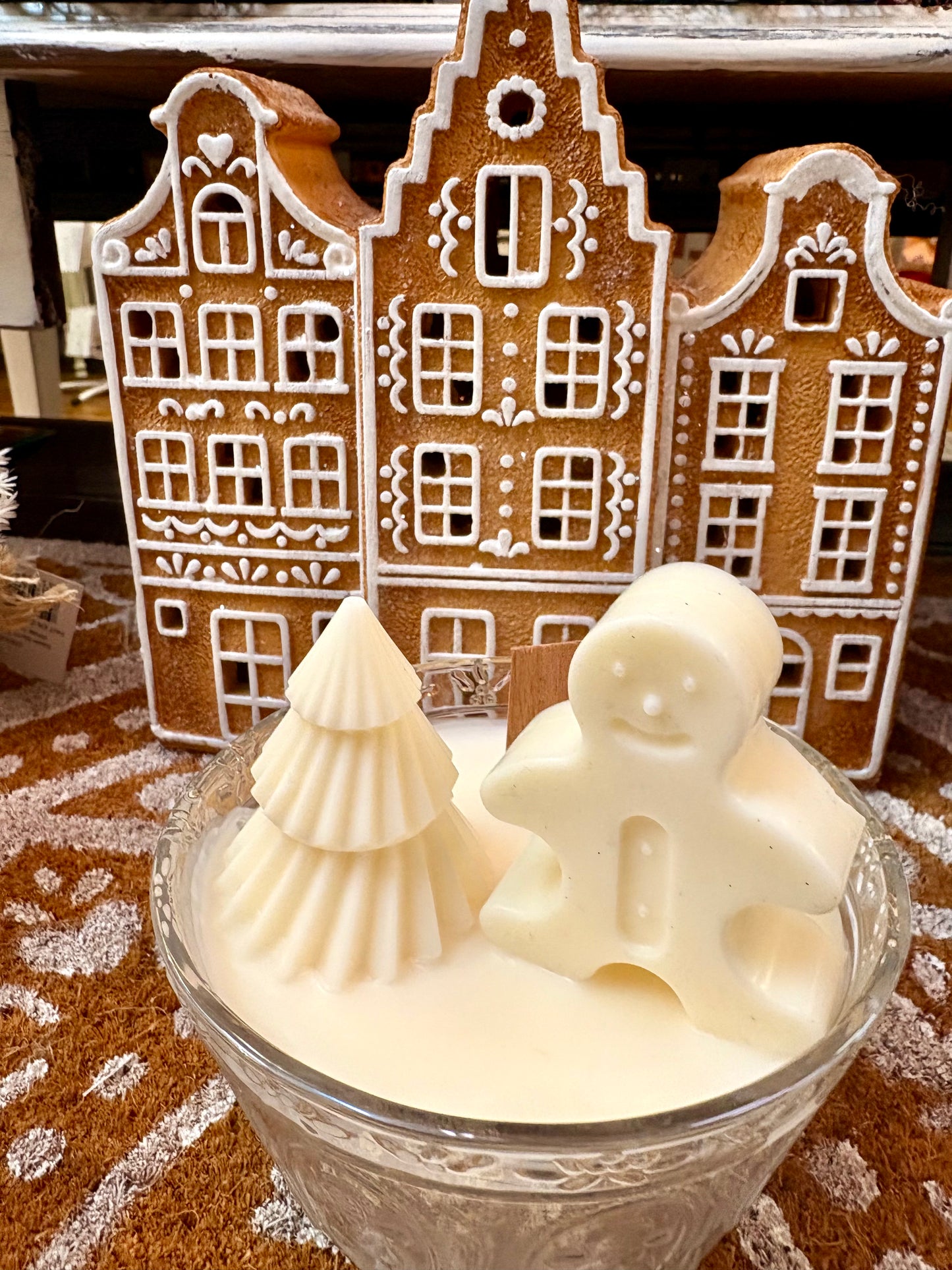 Gingerbread & Christmas tree glass jar candles.