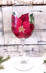 Cc Crafts - Stemmed Red Poinsettia Wineglass