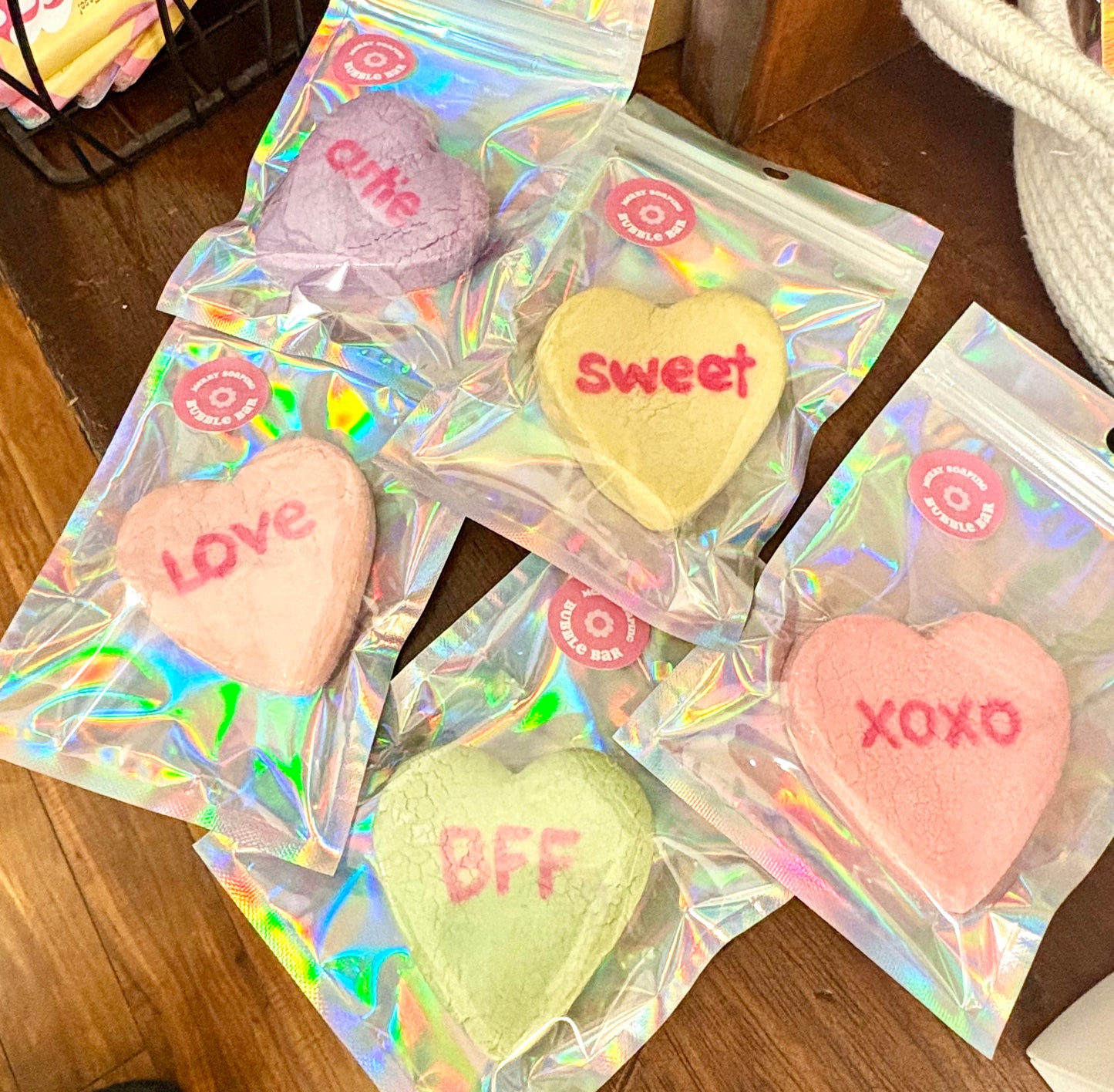 Merry soaping~ Conversation heart bubble bars