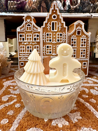 Gingerbread & Christmas tree glass jar candles.