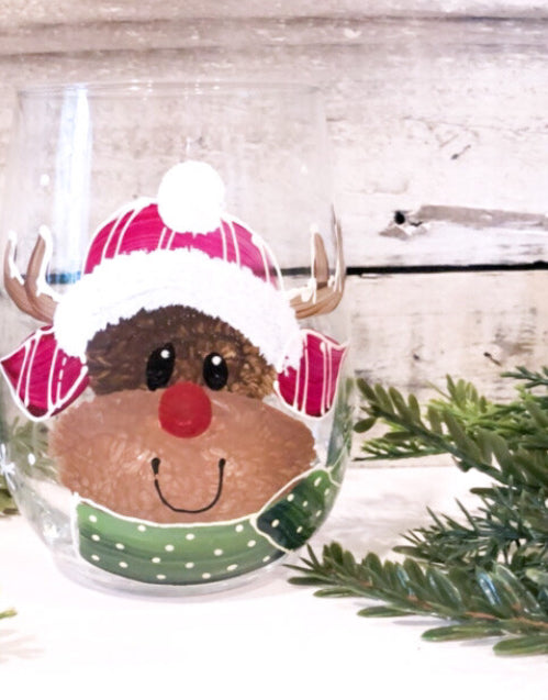 Cc Crafts - Stemless Reindeer Wineglass
