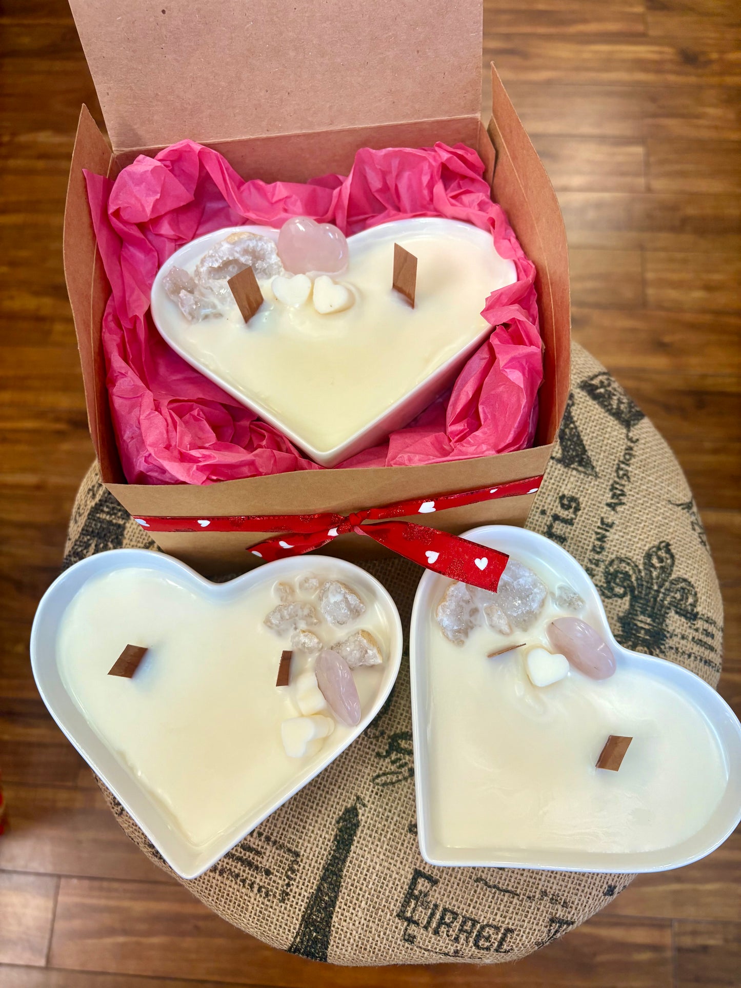Valentines double wick Crystal candles