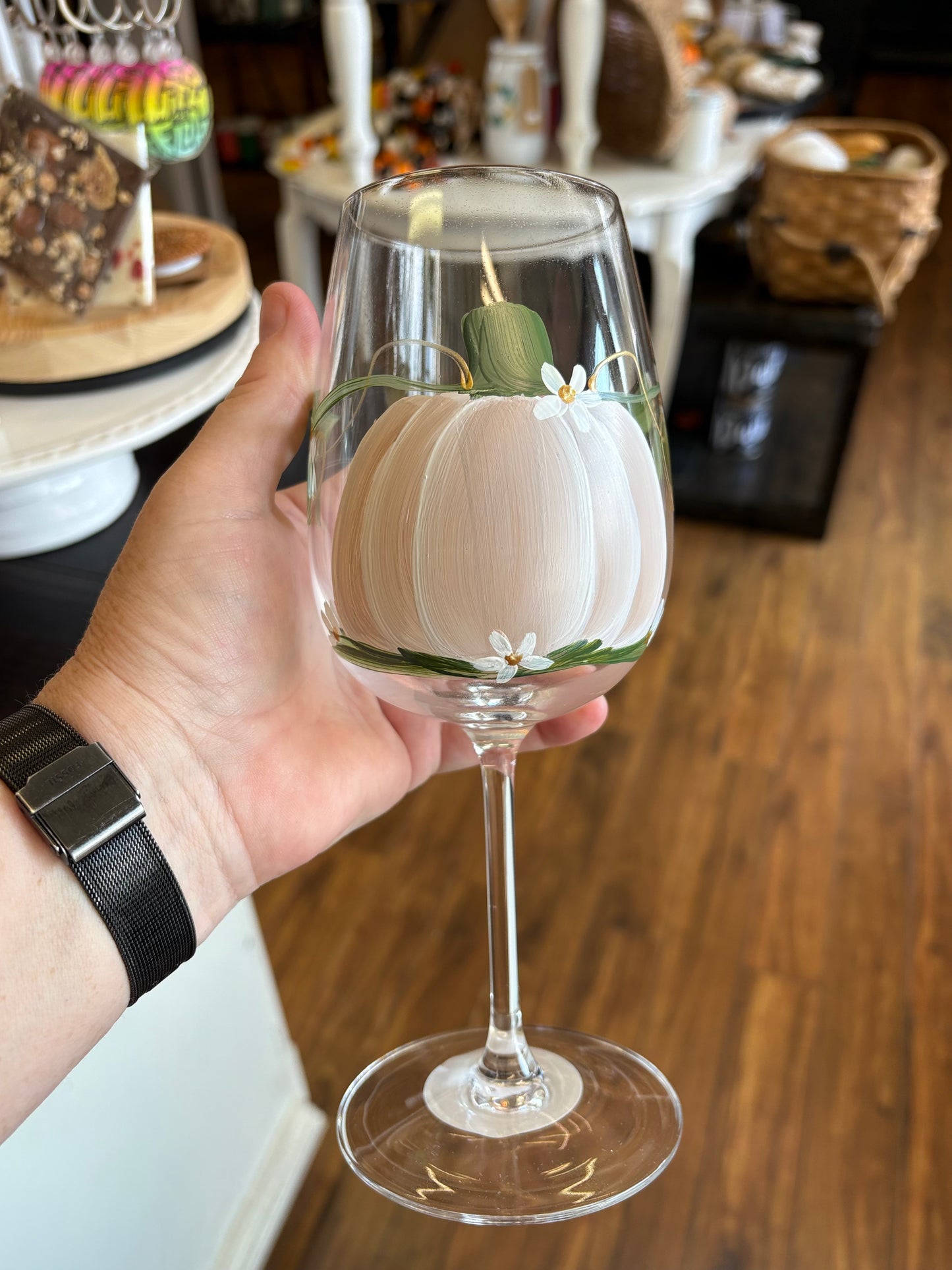 Cc Crafts ~ Fall stemmed wine glasses.