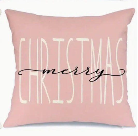 Town & Country - Pink Merry Christmas Pillow Cover