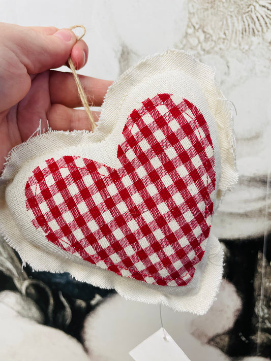 Town & Country - Fabric Checked Heart Ornament