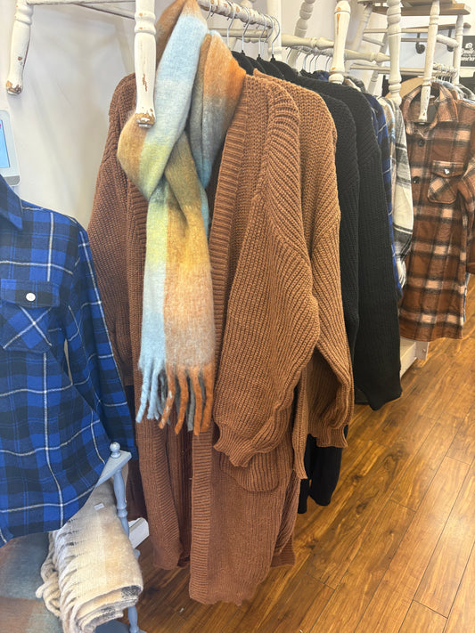 Town & Country blanket  orange/blue style plaid scarf