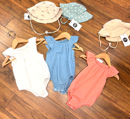 Colourful summer baby rompers