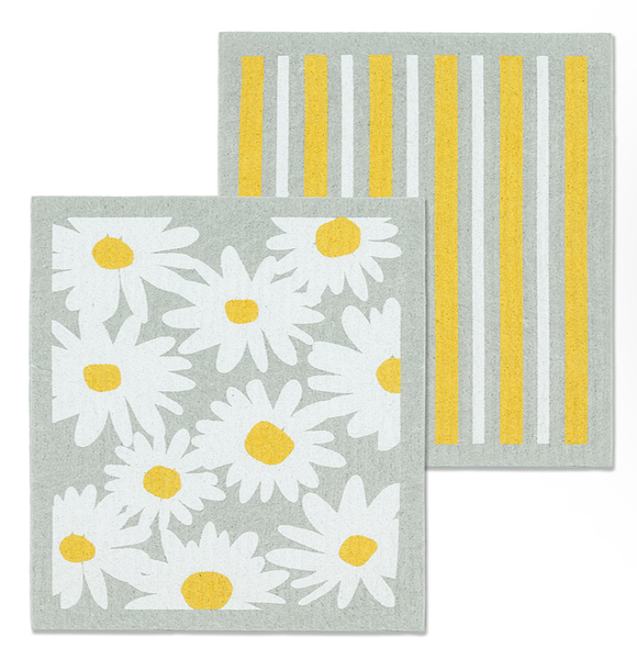 Swedish Dish Cloth 2 Pack - Daisies