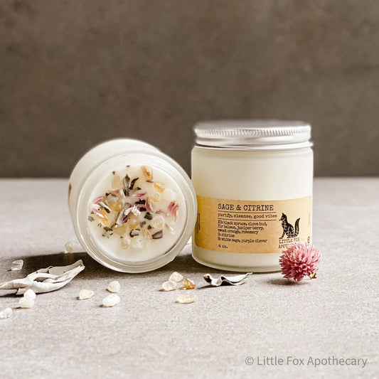 Little Fox Apothecary - Sage & Citrine Gemstone Candle