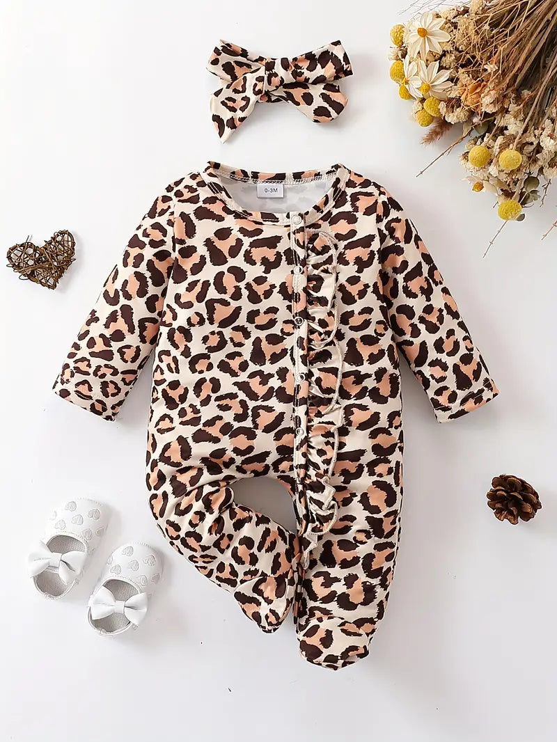 Town & Country - Leopard Romper with Matching Headband