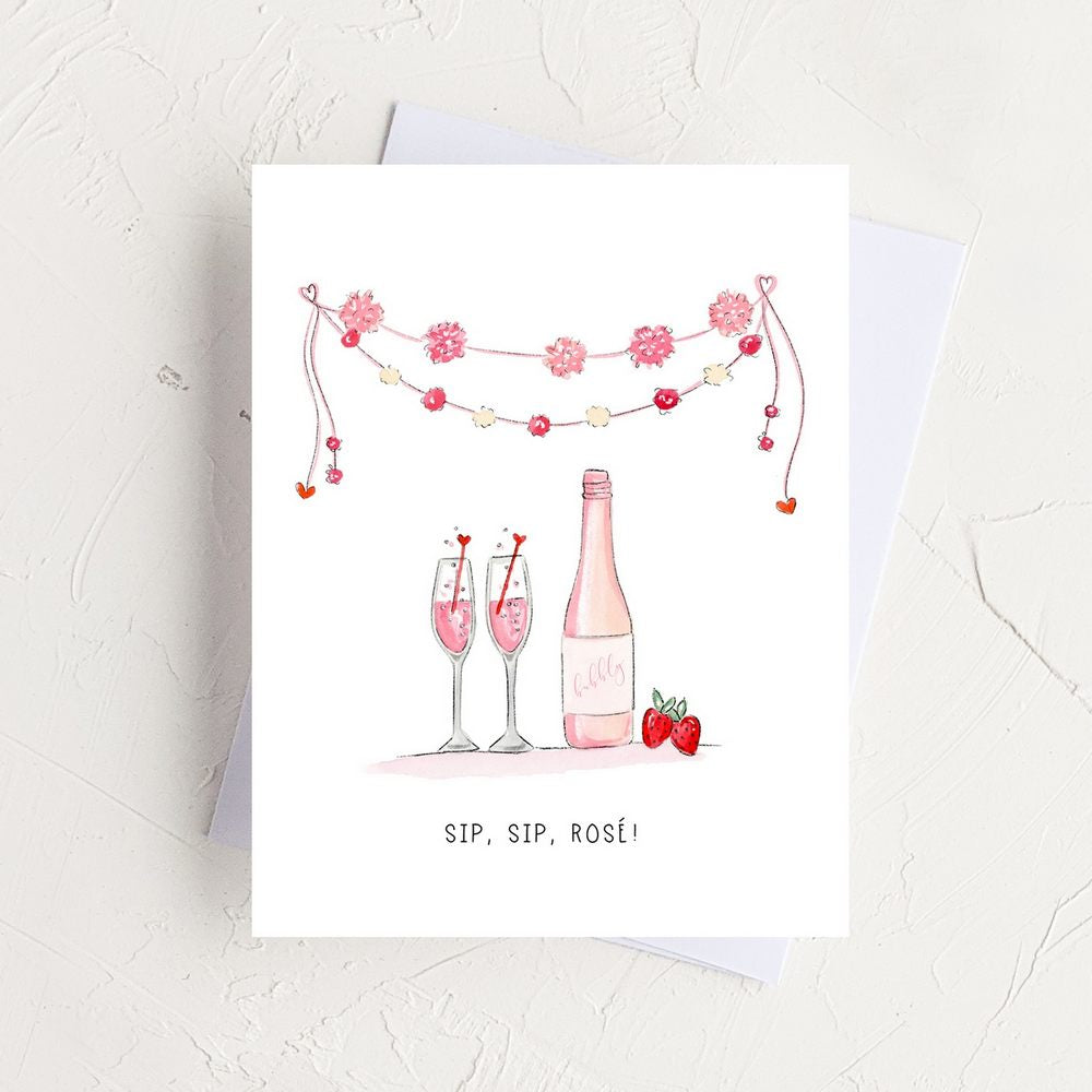 Strawberries & Bubbly | Sip, Sip, Rosé! | Card