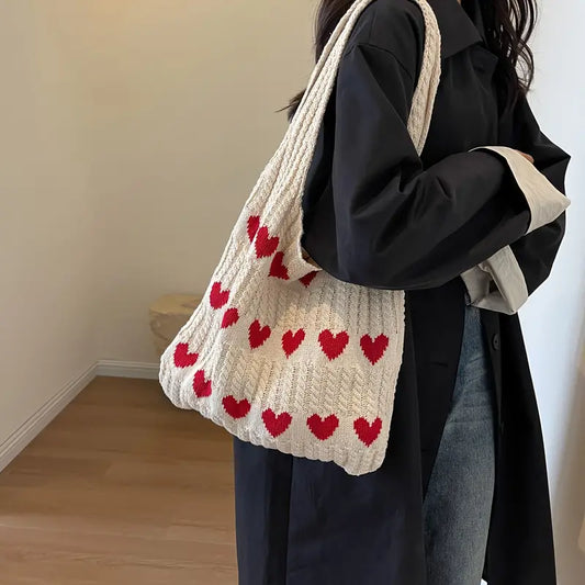 Town & Country - Love Red Heart Knitted Tote Bag