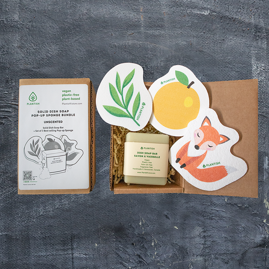 Plantish - Solid Dish Soap Pop Up Sponge Bundle