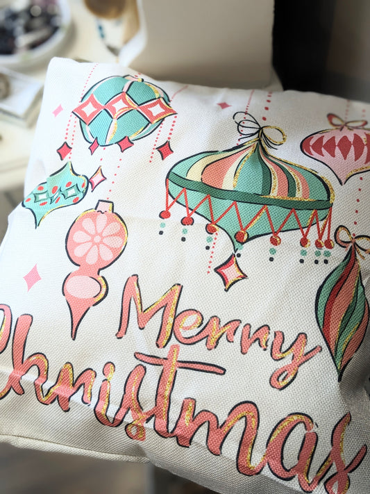 Town & Country - Merry Christmas With Ornaments Pillow Cover