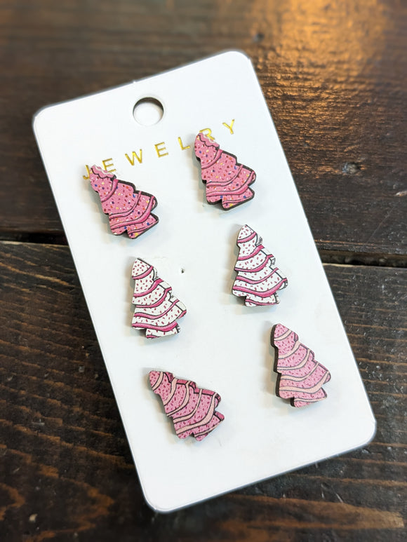 Town & Country - Pink Christmas Tree Earrings