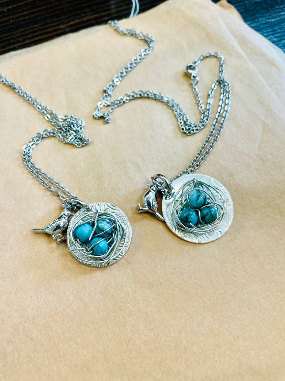 Teaspoon Memories Bird nest Necklace