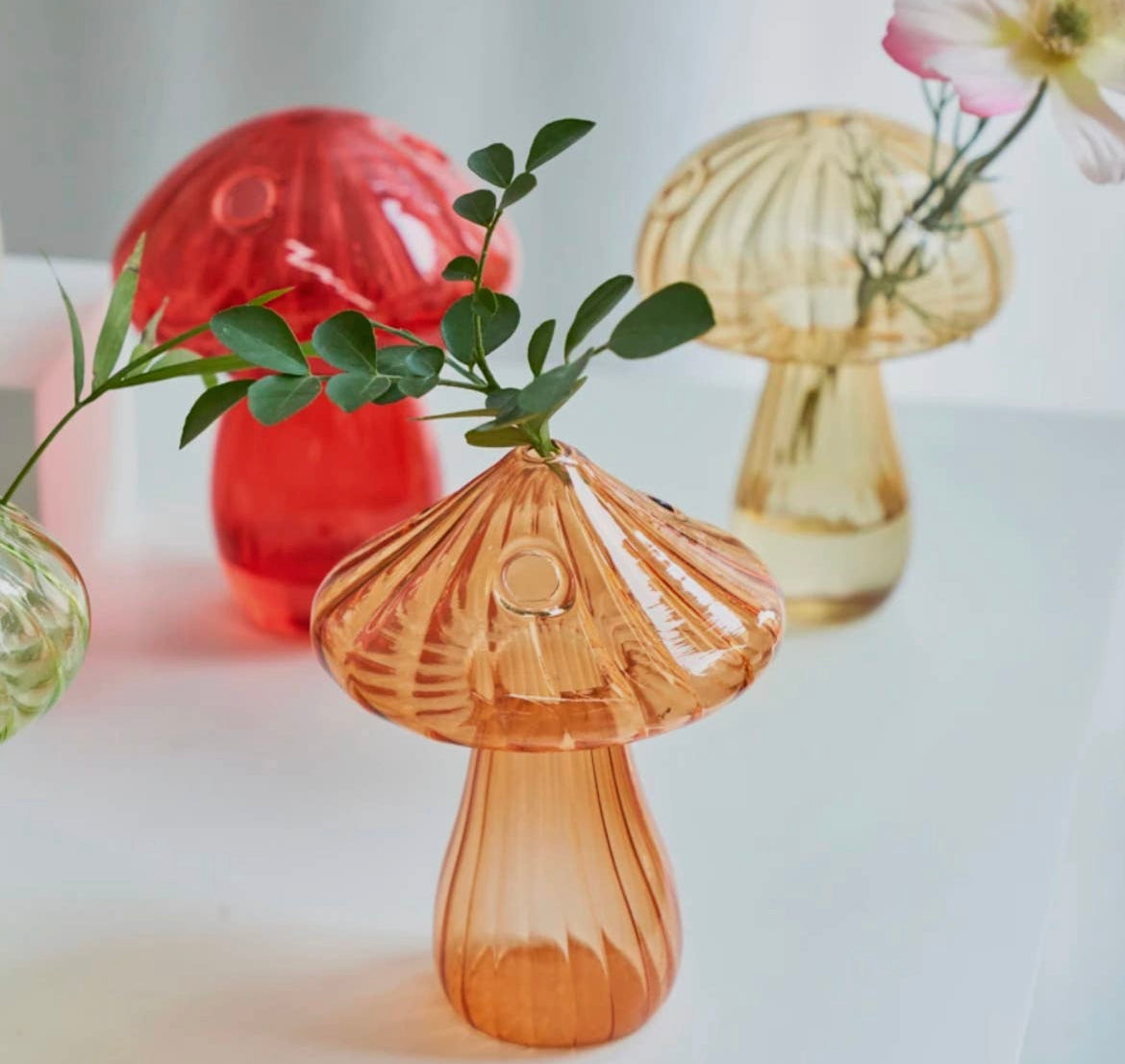 Mini Glass Mushroom Bud Vase Assorted Colours