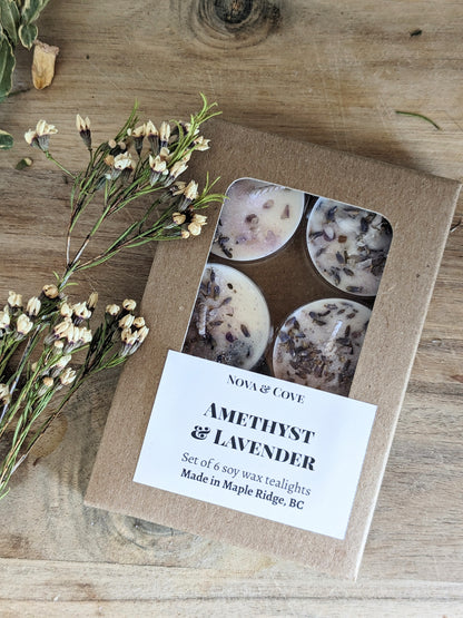 Nova & Cove - Lavender & Amethyst Gemstone Tealights