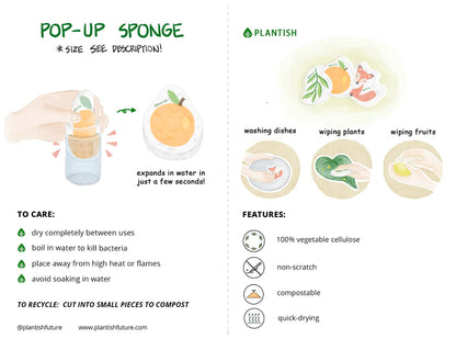 Plantish - Solid Dish Soap Pop Up Sponge Bundle