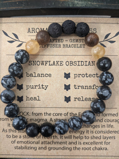 Little Fox Apothecary - Snowflake Obsidian Diffuser Bracelet