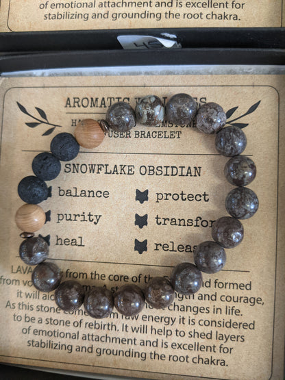 Little Fox Apothecary - Snowflake Obsidian Diffuser Bracelet