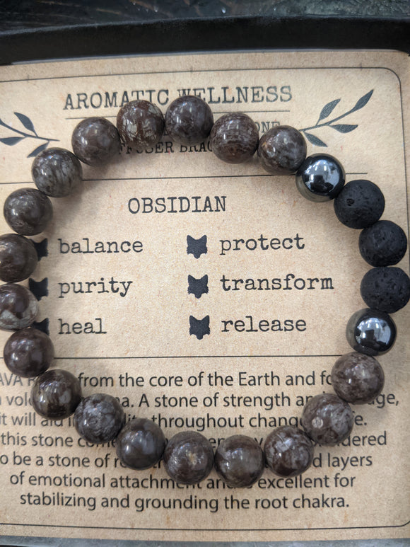 Little Fox Apothecary - Obsidian Diffuser Bracelet