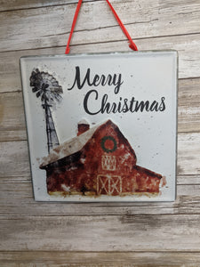 Metal Merry Christmas Hanging Sign