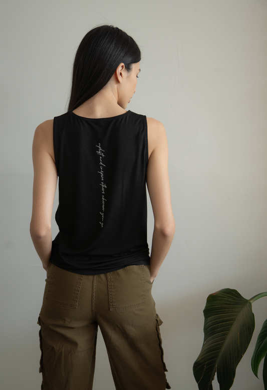 The Roster - Uplift and Inspire Others Wherever you go- Tie Tank Midnight Black