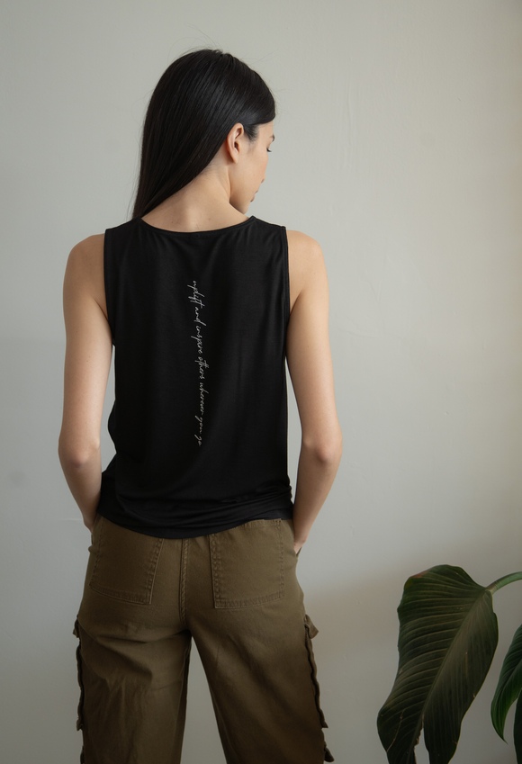 The Roster - Uplift and Inspire Others Wherever you go- Tie Tank Midnight Black