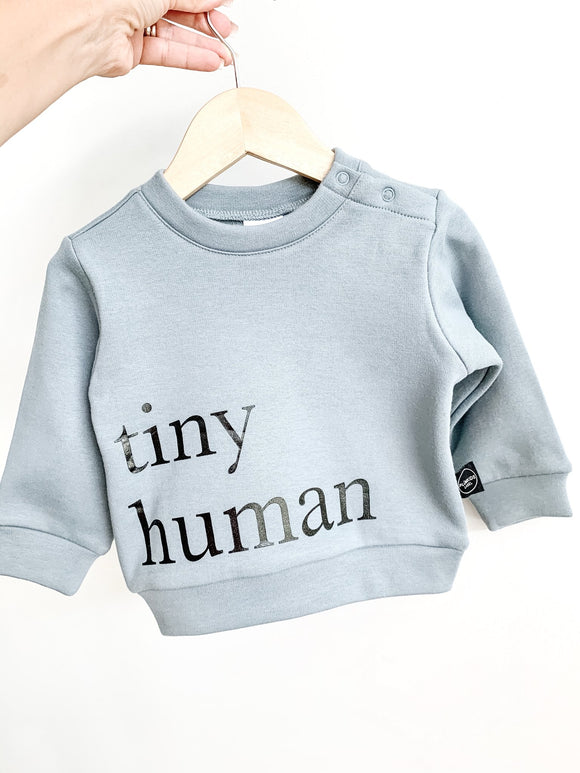 Plumkids Label -  Tiny Humans Fleece Sweater - Seafoam Blue