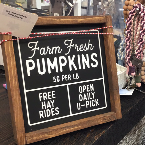 The Red Piece - Farm Fresh Pumpkins Sign
