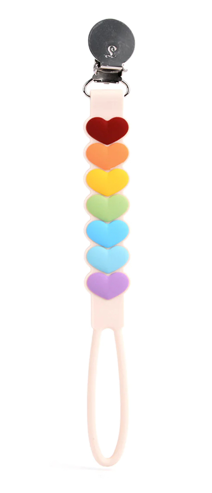 Loulou LOLLIPOP - Pacifier Clip - Rainbow Hearts