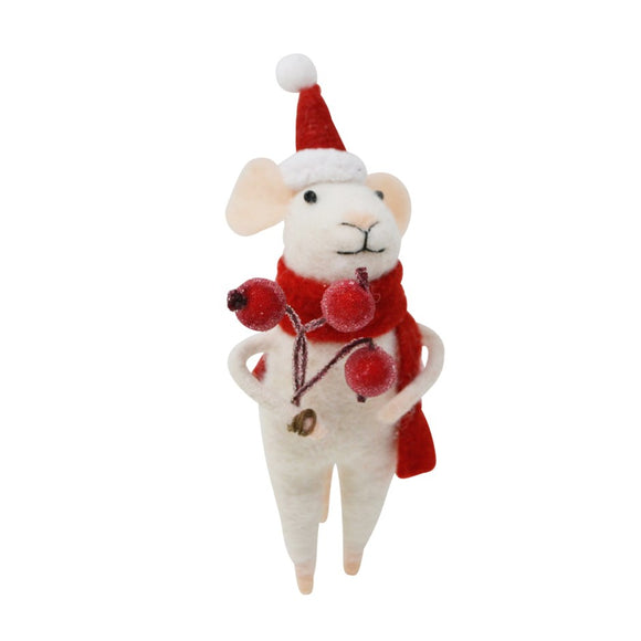 Town & Country - Mouse Ornament - Holly Berries