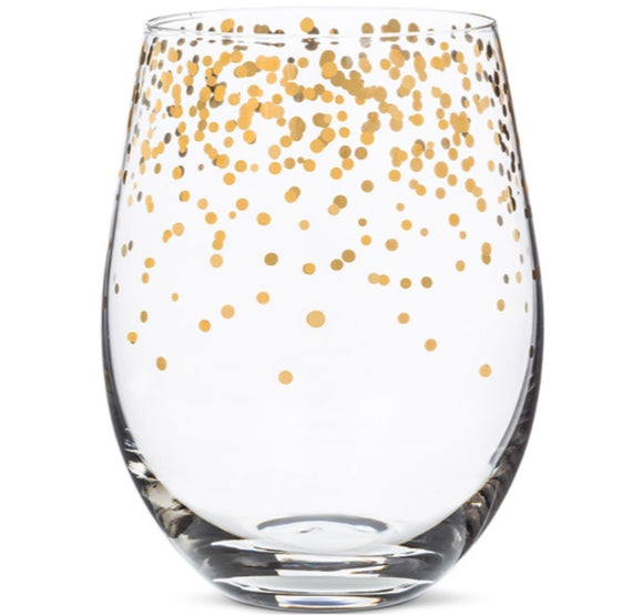 Town & Country - Gold Confetti Stemless Wine Glass